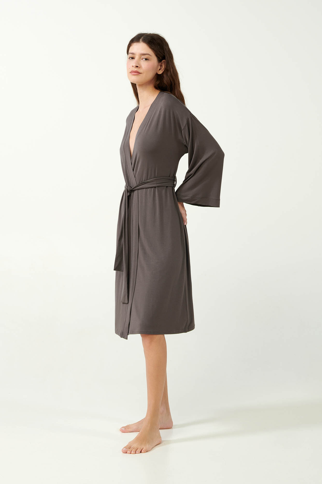 Vamp - Μονόχρωμη Micromodal Σταυρωτή Ρόμπα