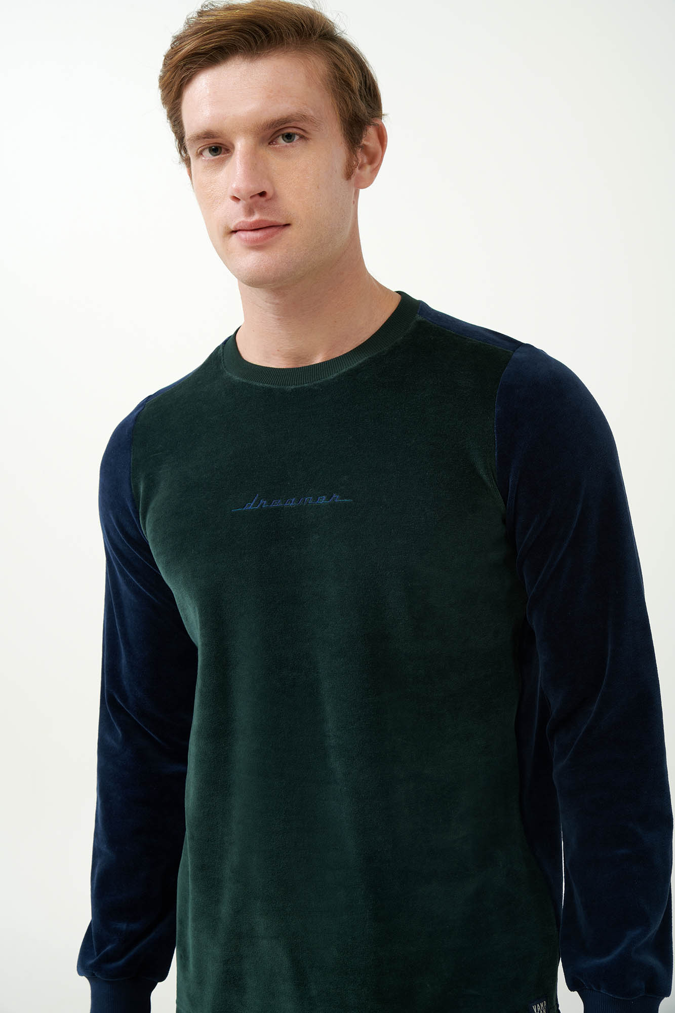 Vamp - Ριγέ Πυτζάμα Velvet με Μανσέτες