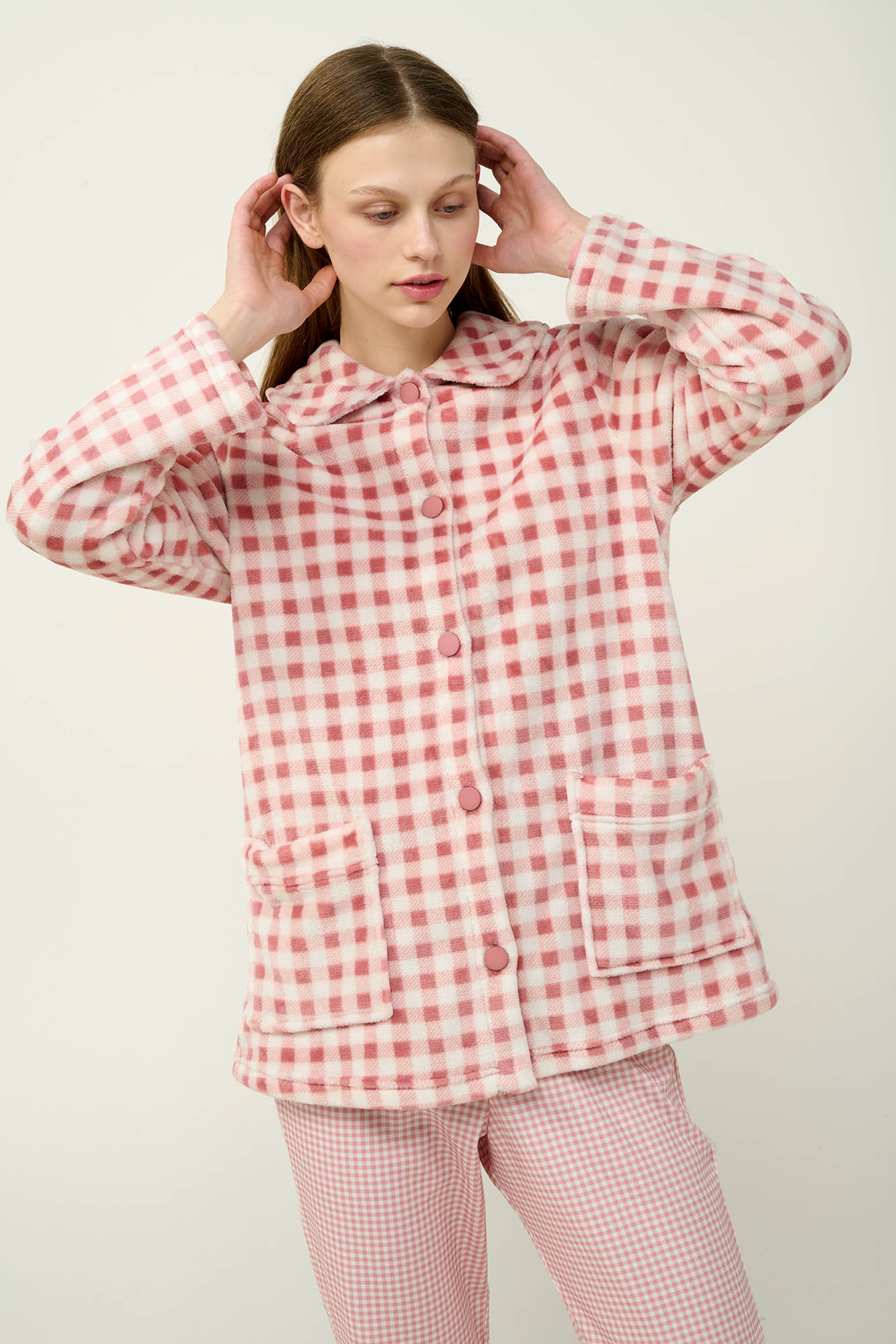 Vamp - Γυναικεία Fleece Ρόμπα με Κουμπιά