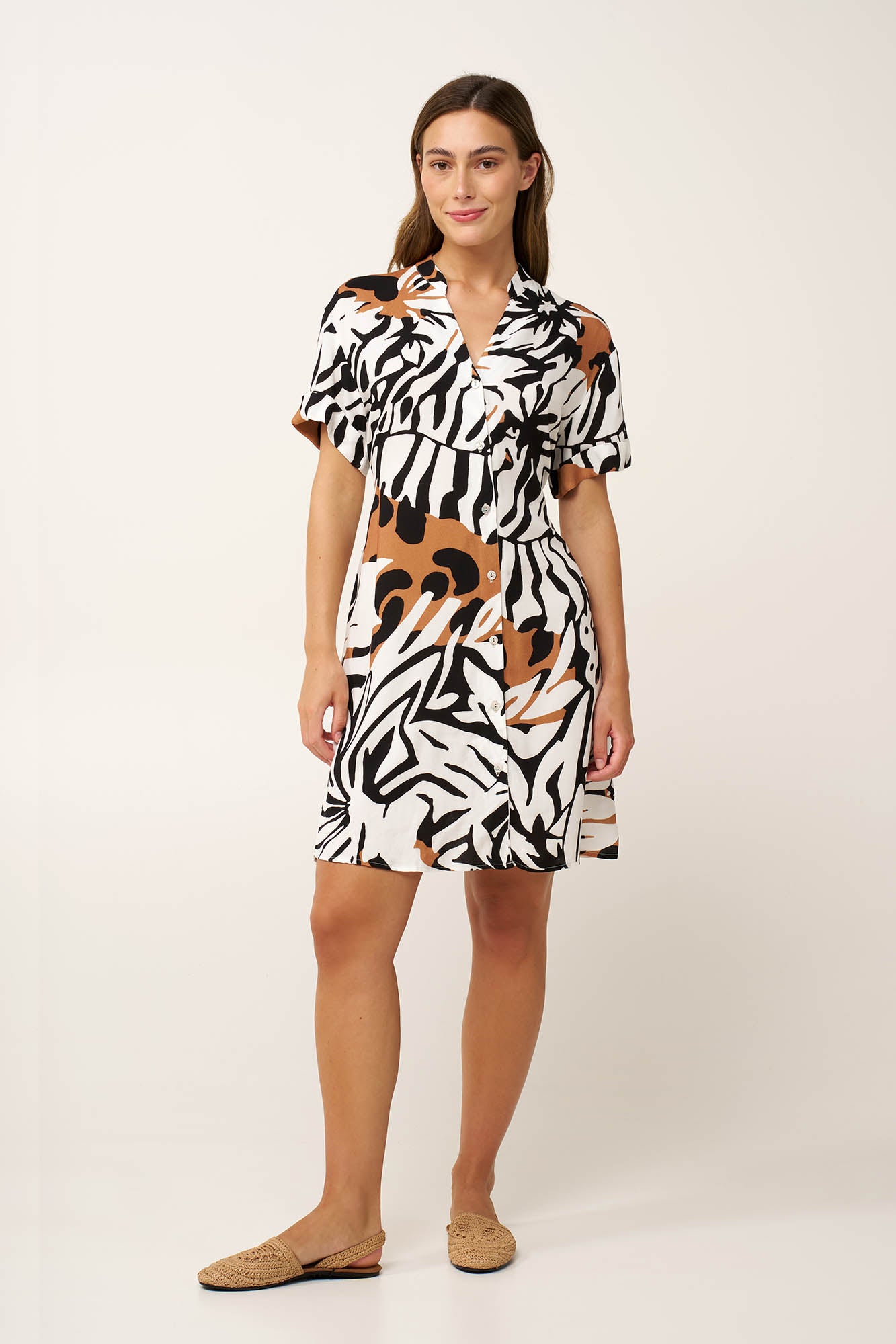 Vamp - Καλοκαιρινό Κουμπωτό Φόρεμα από Ποπλίνα