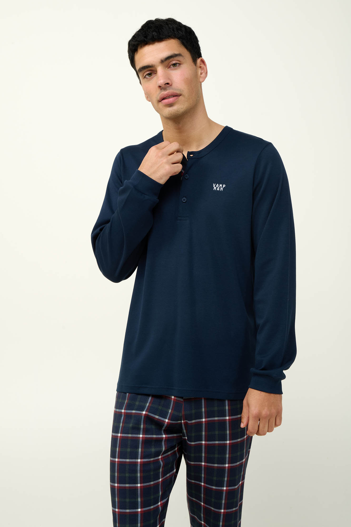 Vamp - Ανδρική Βαμβακερή Πυτζάμα με Πατιλέτα