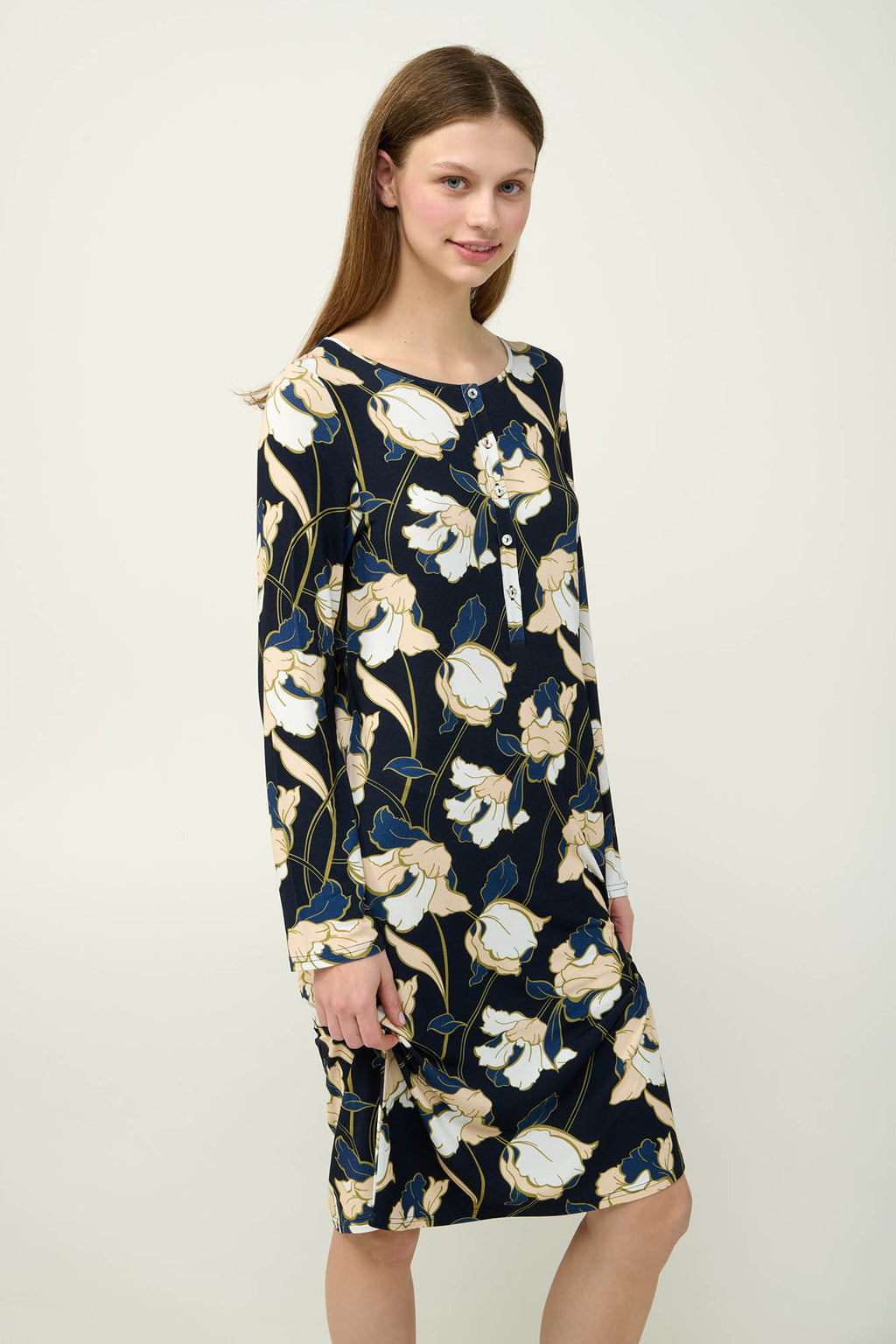 Vamp - Φλοράλ Νυχτικό Viscose με Πατιλέτα