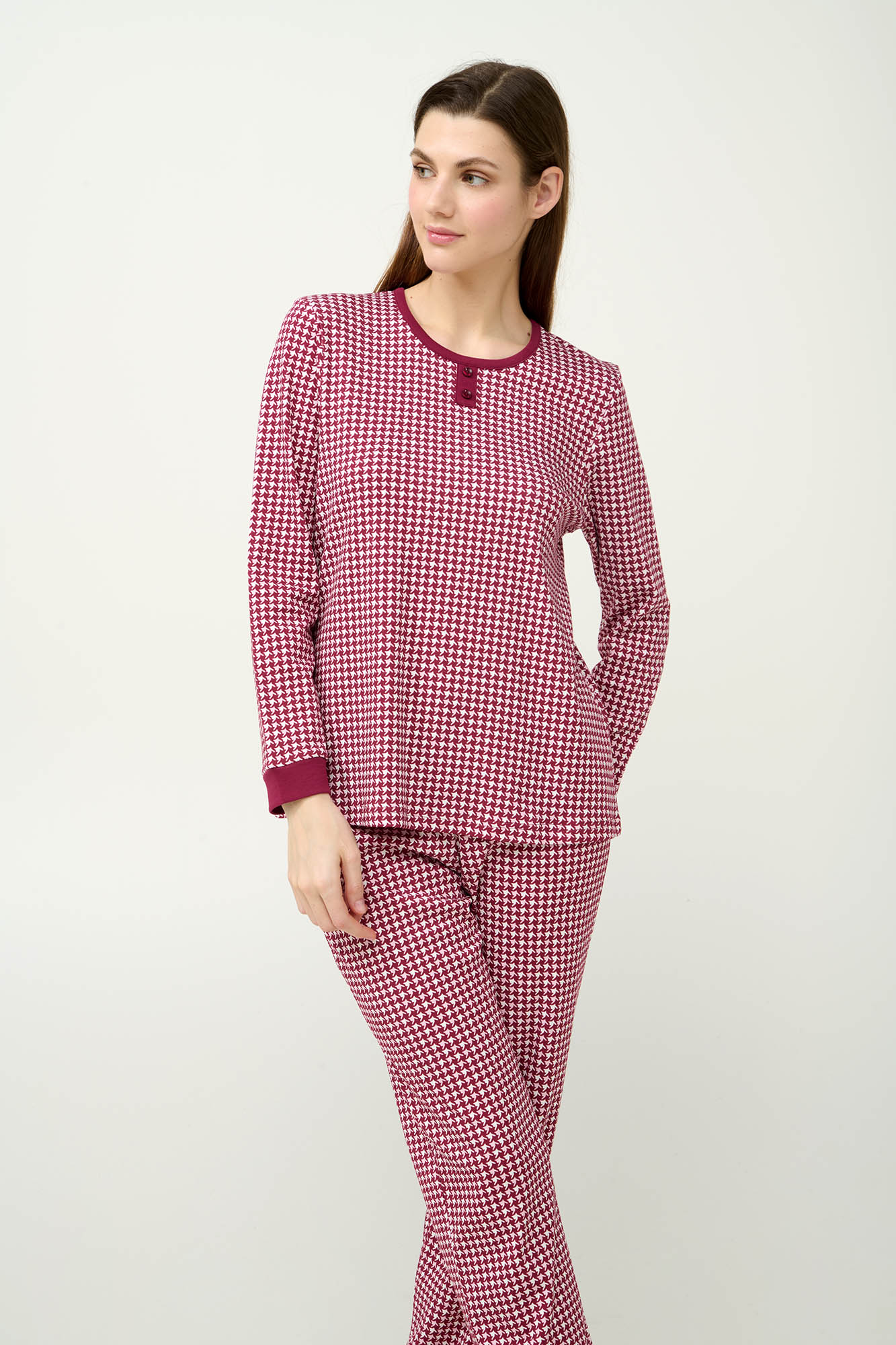 Vamp - Βαμβακερή Γυναικεία Πυτζάμα με Μανσέτες