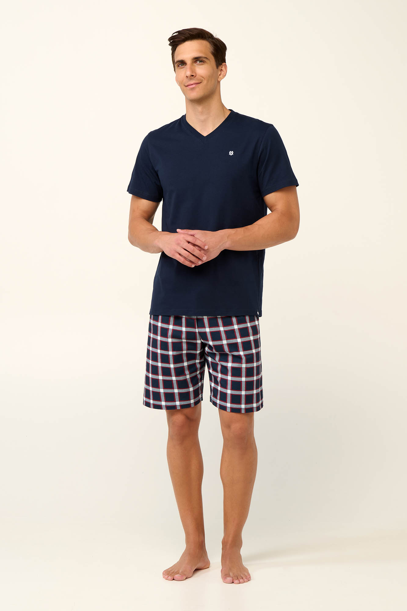 Vamp - Βαμβακερή Ανδρική Πυτζάμα με V Λαιμόκοψη