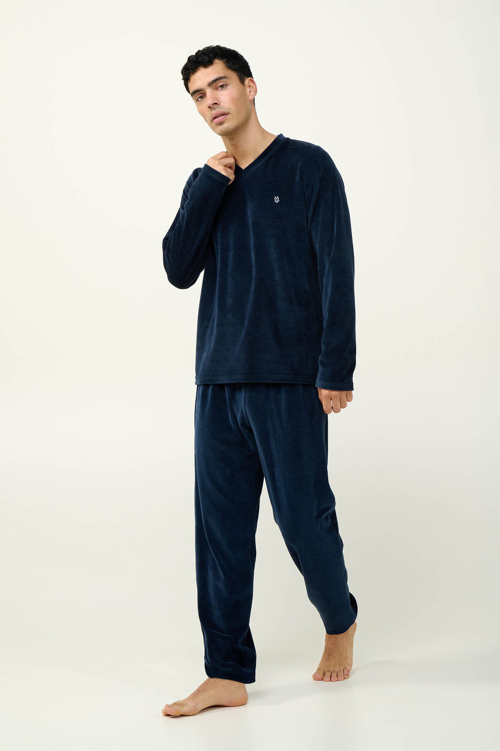 Vamp - Μονόχρωμη Ανδρική Velvet Πυτζάμα