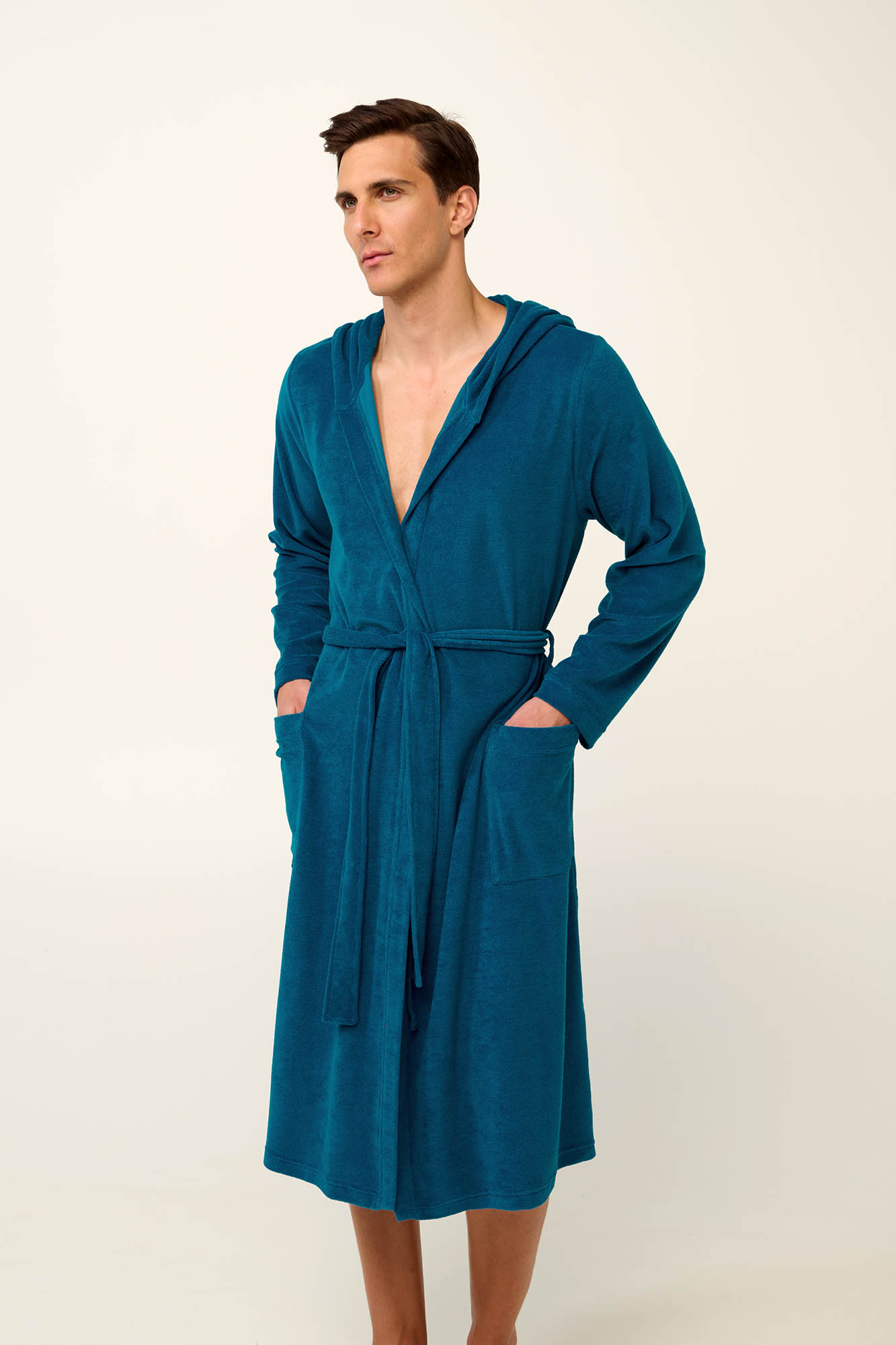 Vamp - Μονόχρωμή Frottee Ανδρική Ρόμπα