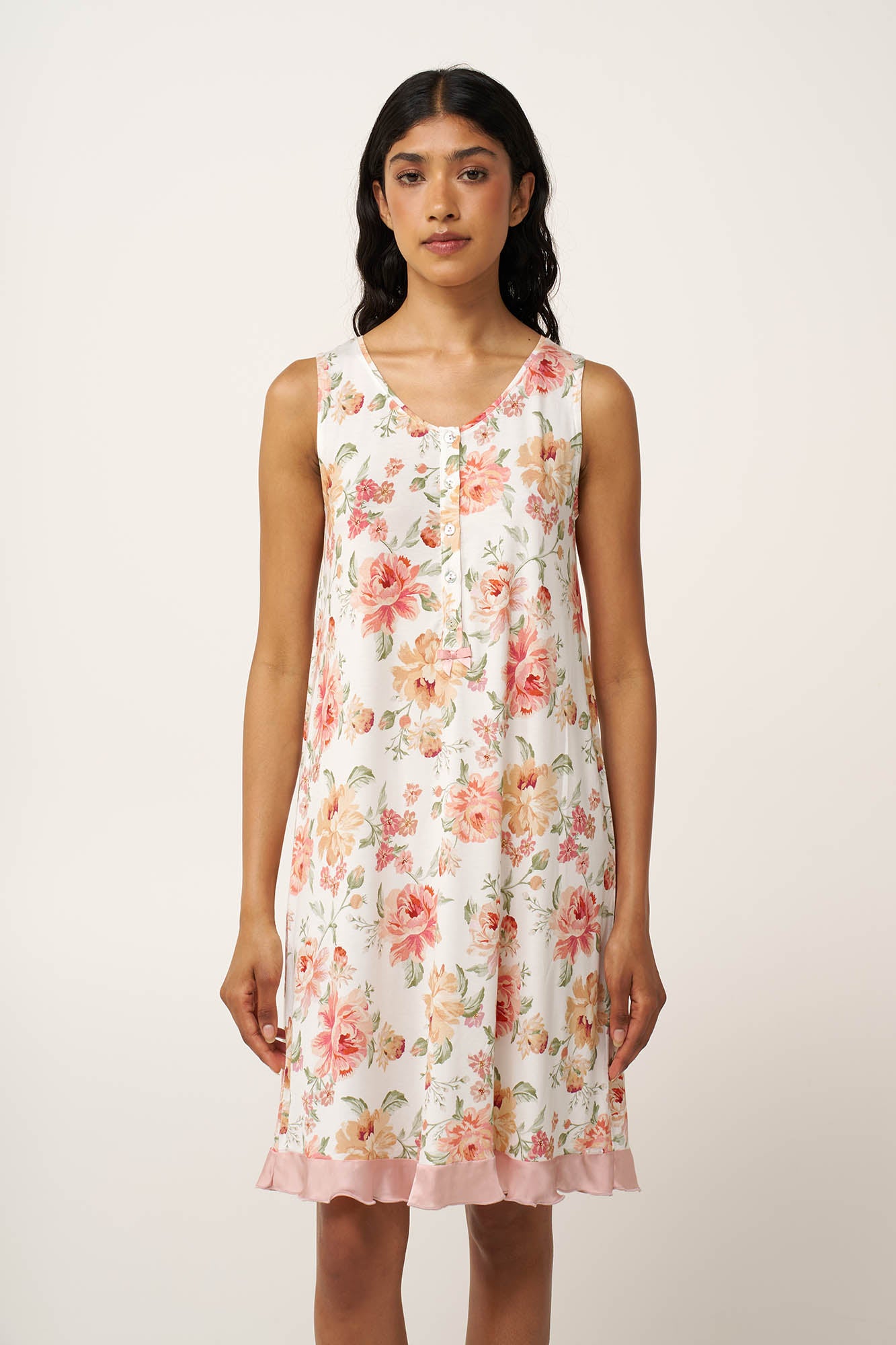 Vamp - Φλοράλ Micromodal Νυχτικό με Πατιλέτα