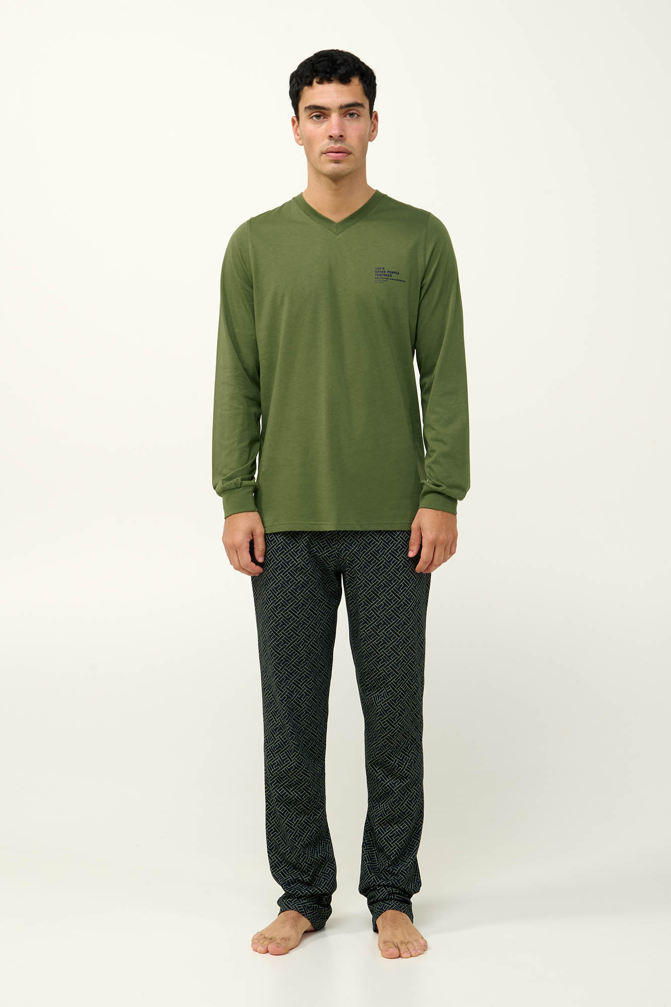 Vamp - Ανδρική Βαμβακερή Πυτζάμα με V Λαιμόκοψη