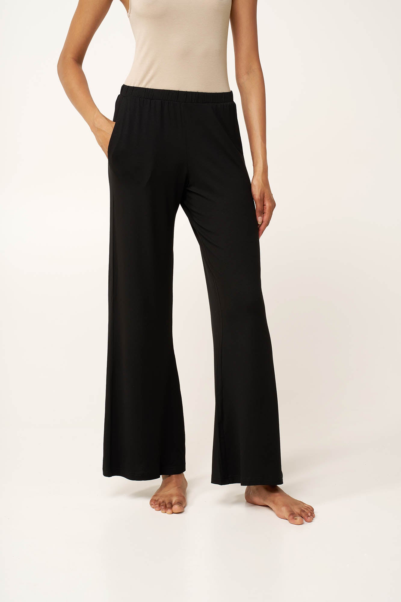 Vamp - Γυναικείο παντελόνι με φαρδιά πόδια από βισκόζη