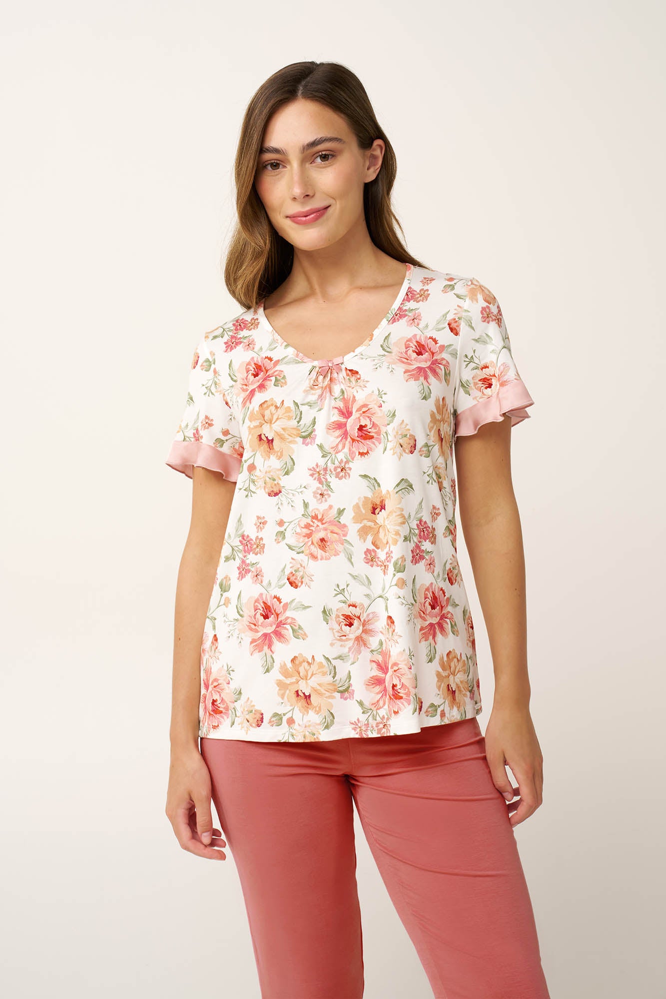 Vamp - Γυναικεία Micromodal Πυτζάμα Φλοράλ