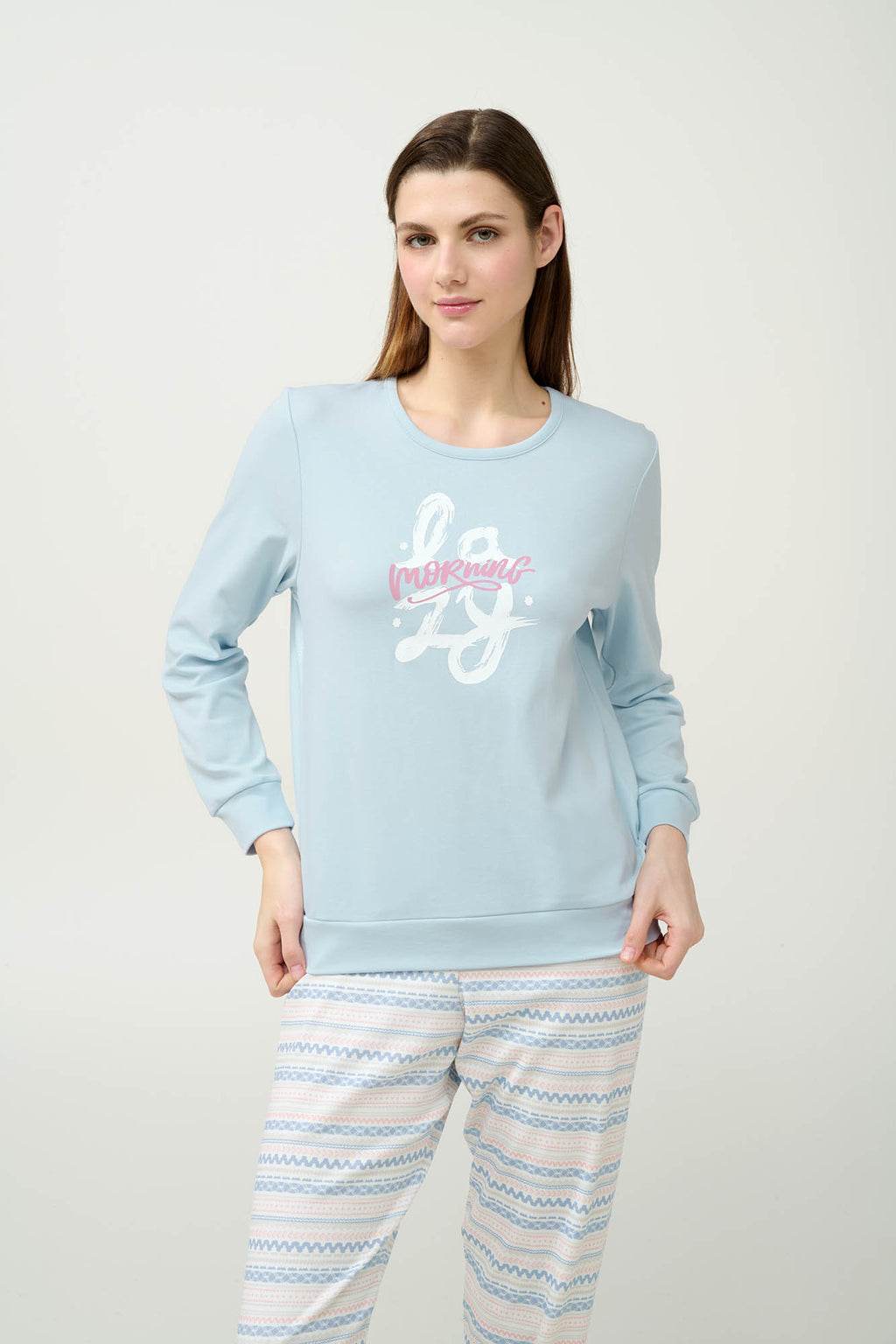 Vamp - Γυναικεία Βαμβακερή Πυτζάμα με Μανσέτες