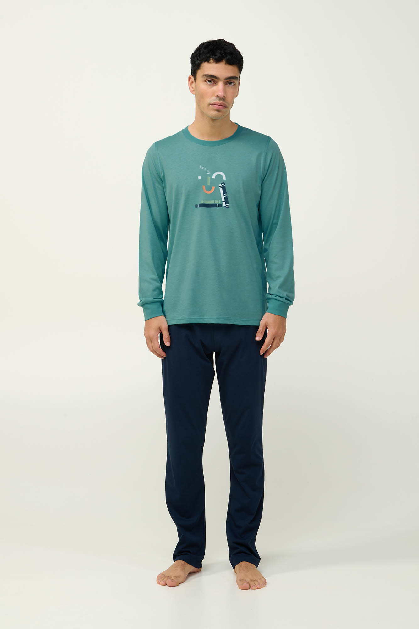 Vamp - Ανδρική Βαμβακερή Πυτζάμα με Μανσέτες