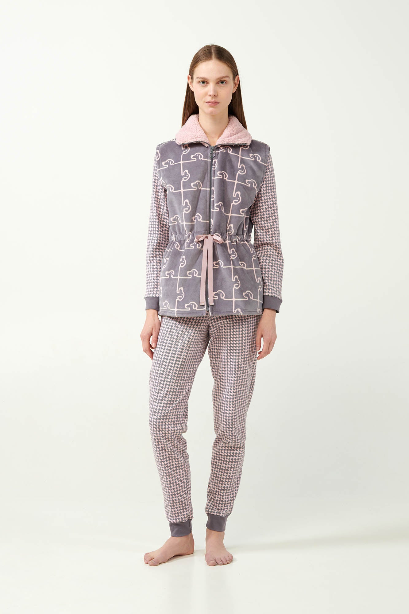 Vamp - Fleece Γιλέκο με Σκύλο-Παζλ Μοτίβο