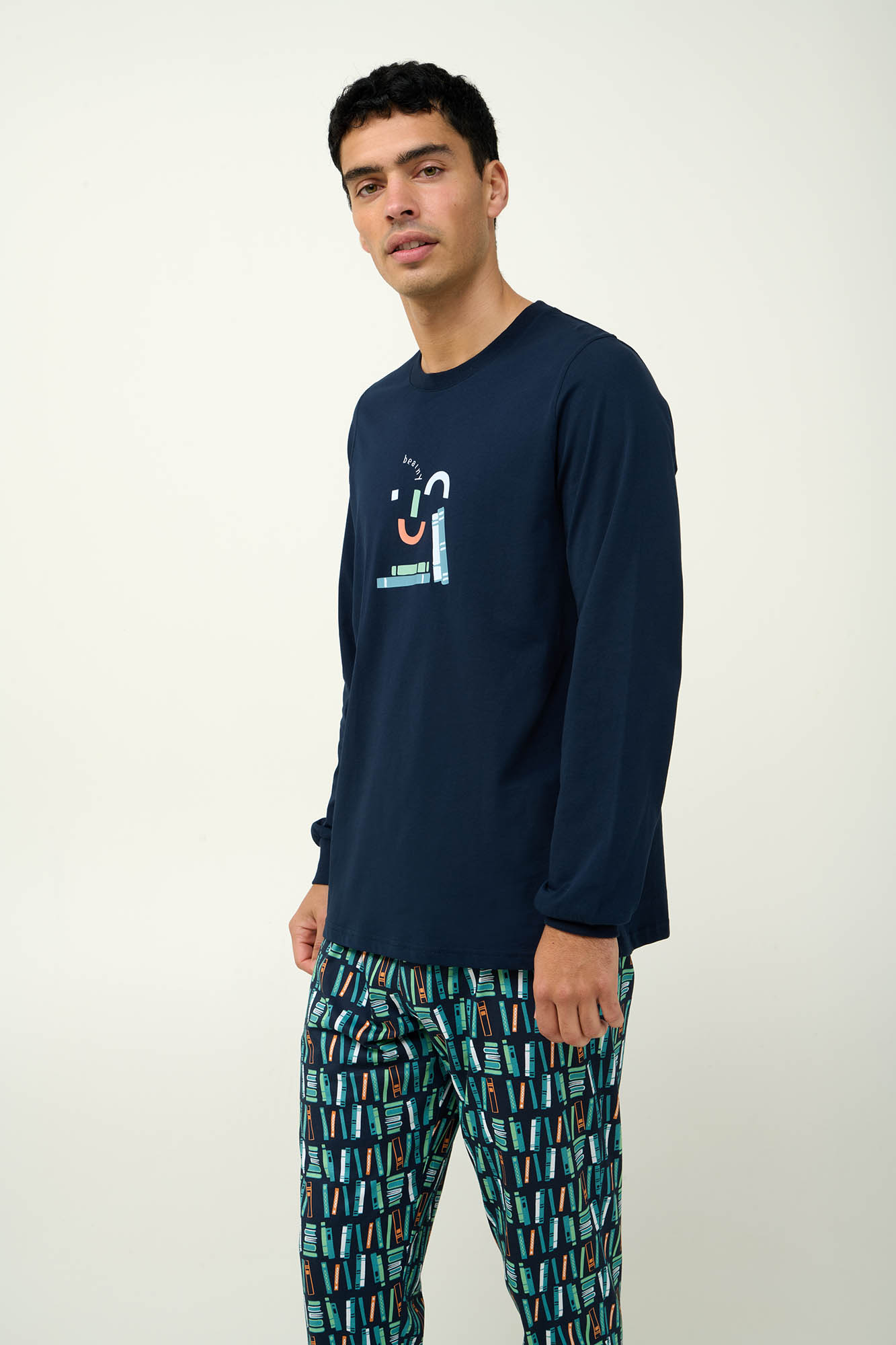 Vamp - Ανδρική Βαμβακερή Πυτζάμα με Μανσέτες