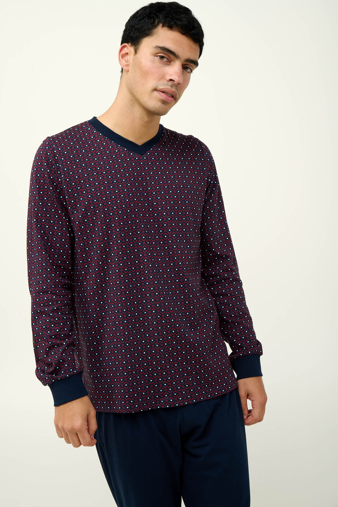 Vamp - Ανδρική Βαμβακερή Πυτζάμα με V Λαιμόκοψη