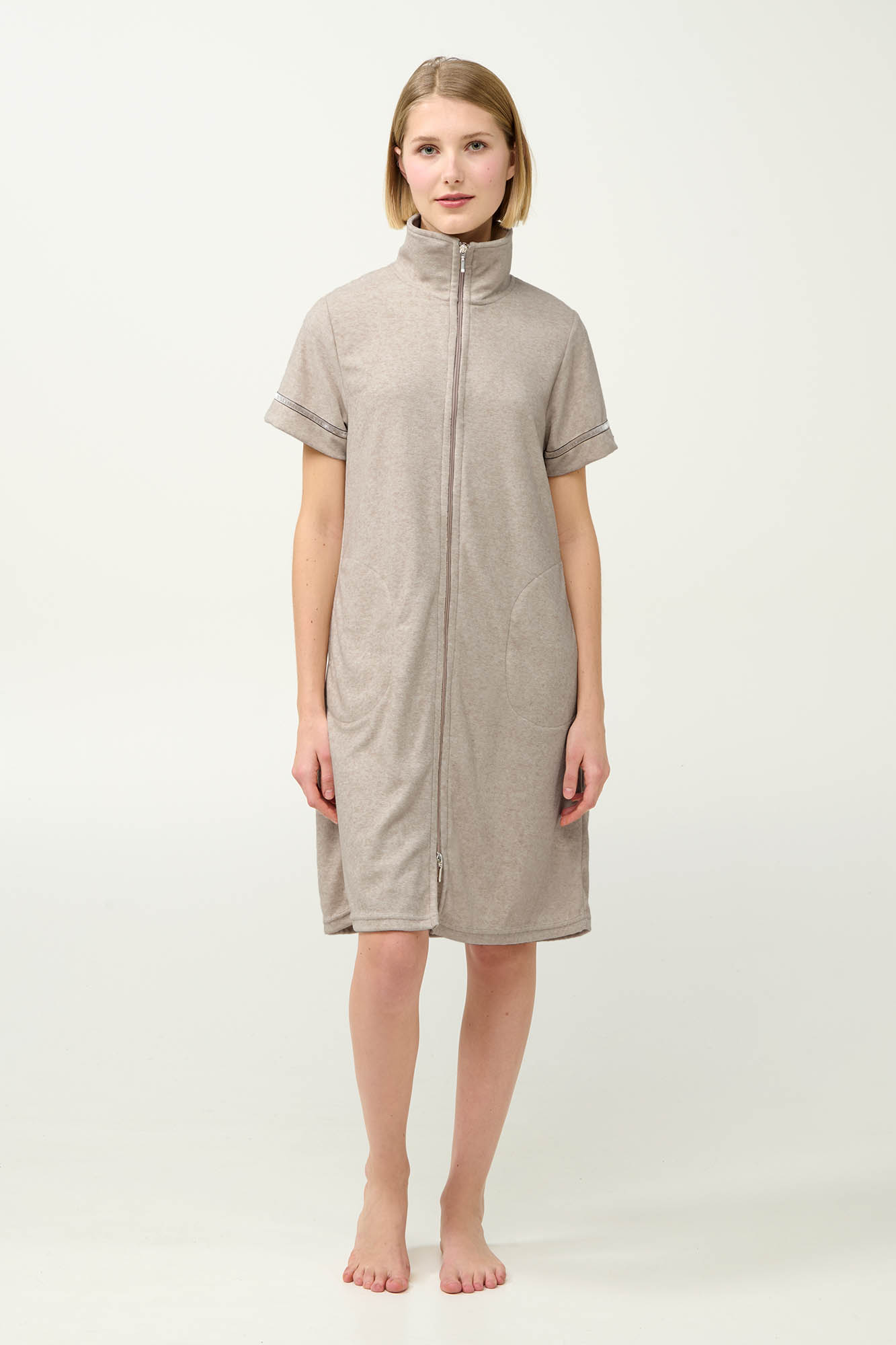 Vamp - Γυναικείο Frottee Ρόμπα με Κοντό Μανίκι