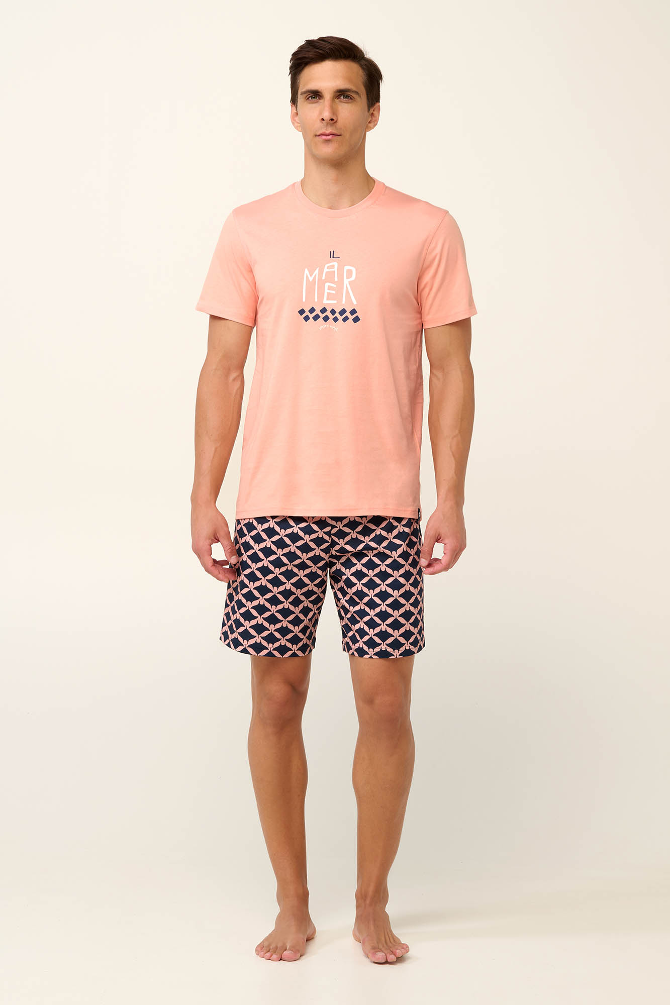 Vamp - Βαμβακερή Ανδρική Πυτζάμα με Κοντό Παντελόνι