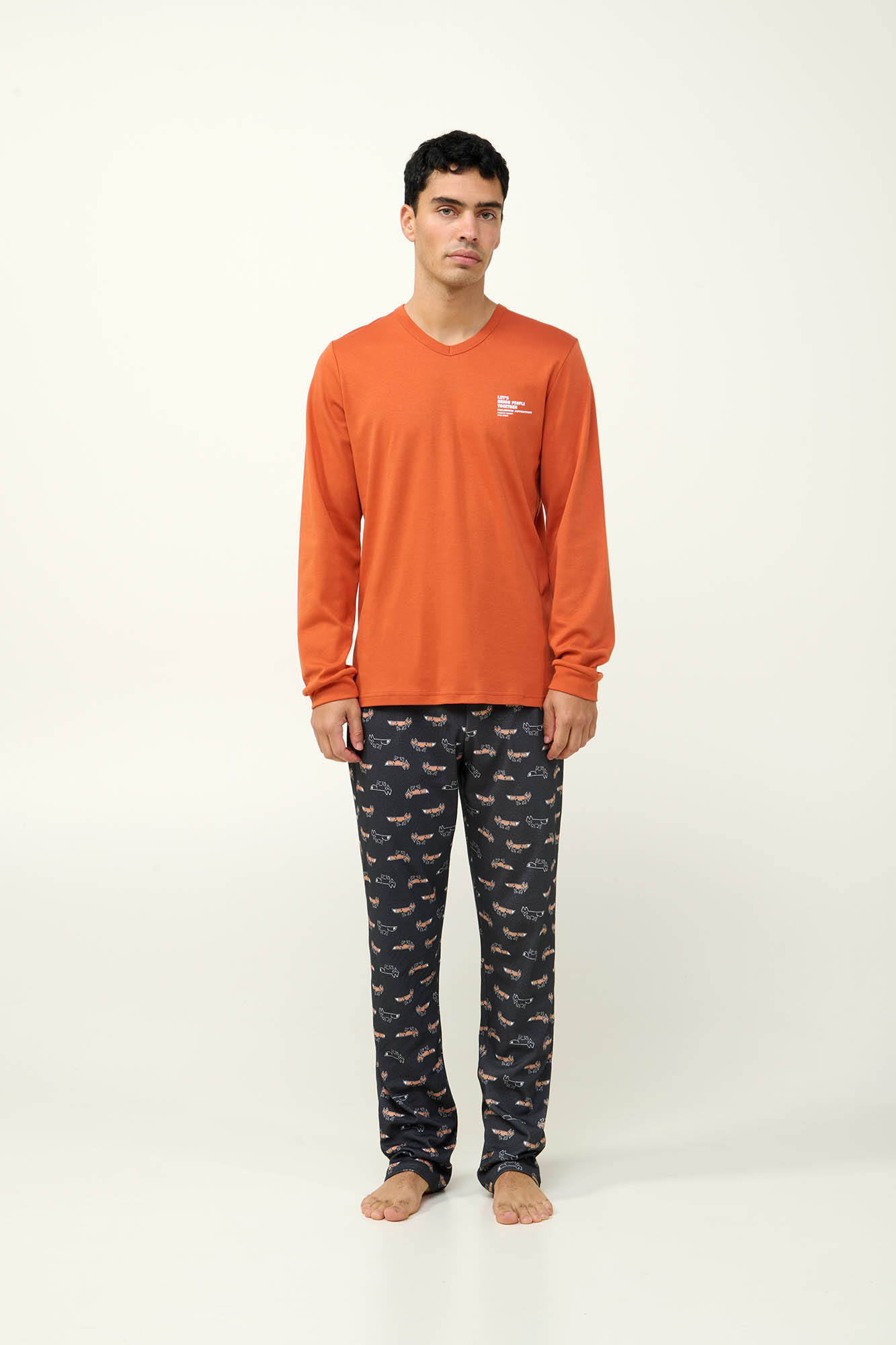 Vamp - Ανδρική Βαμβακερή Πυτζάμα με Μανσέτες