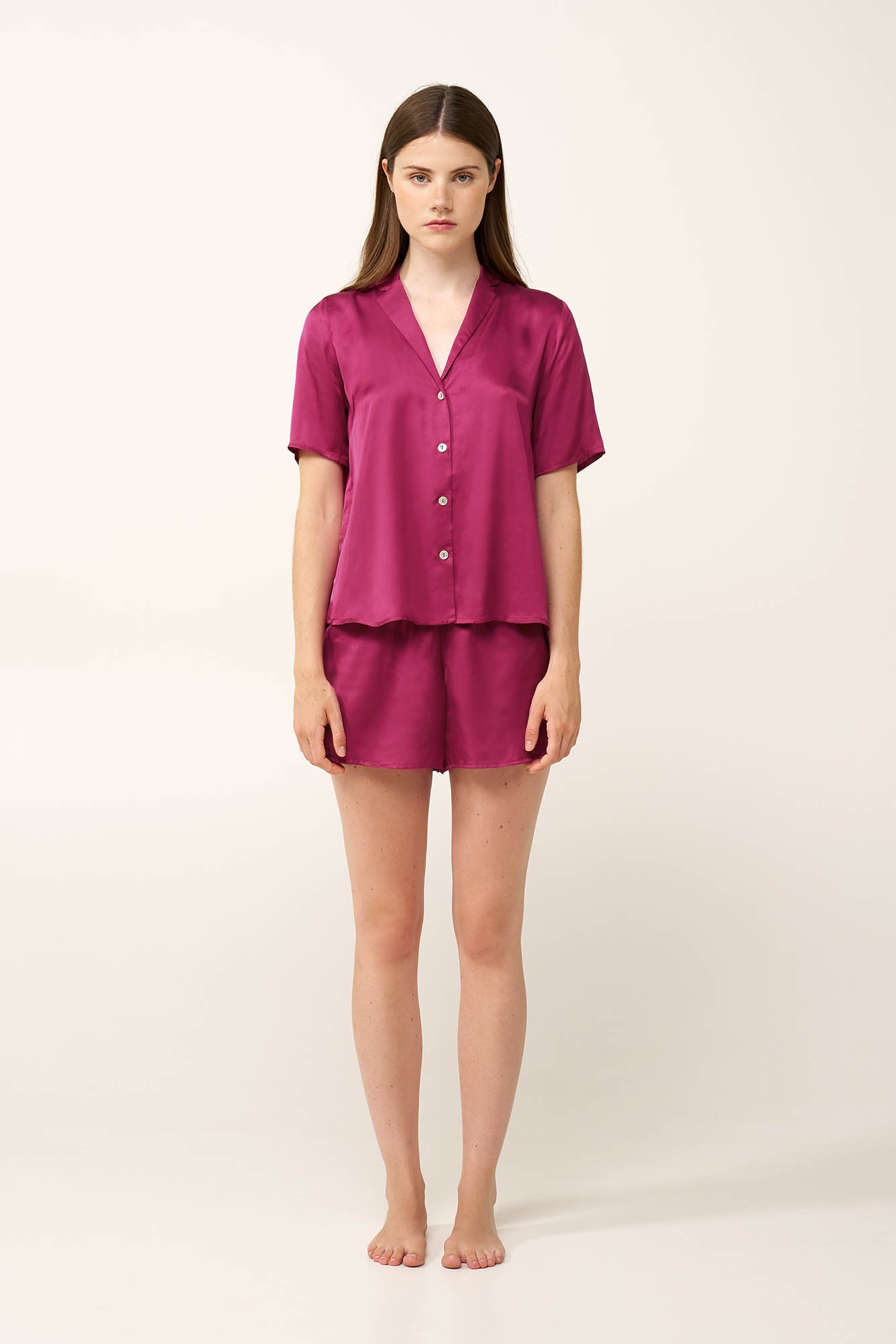 Vamp - Γυναικεία Σατέν Πυτζάμα με Κουμπιά