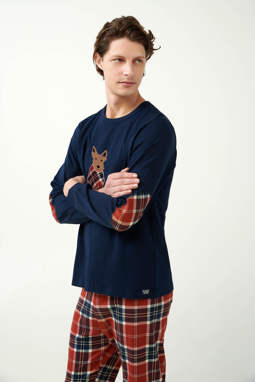 Vamp - Χριστουγεννιάτικες Ανδρικές Πυτζάμες με Ταρτάν Μοτίβο