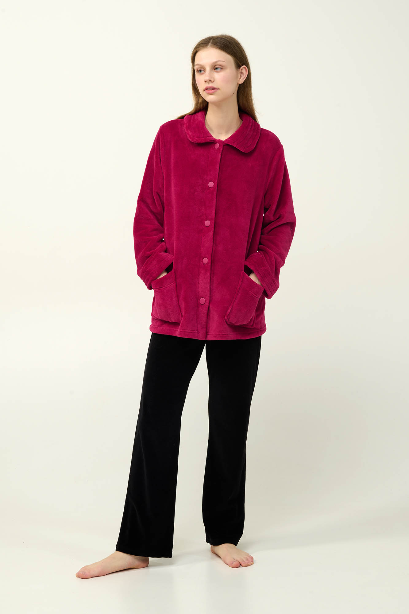 Vamp - Μονόχρωμη Κουμπωτή Ρόμπα