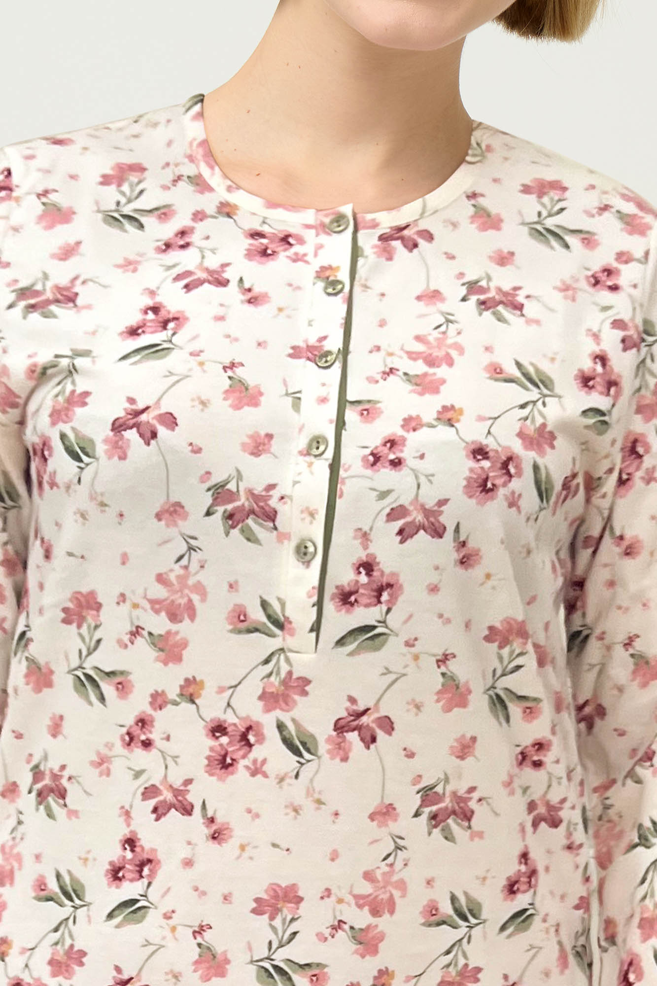 Vamp - Φλοράλ Φούτερ Νυχτικό με Πατιλέτα