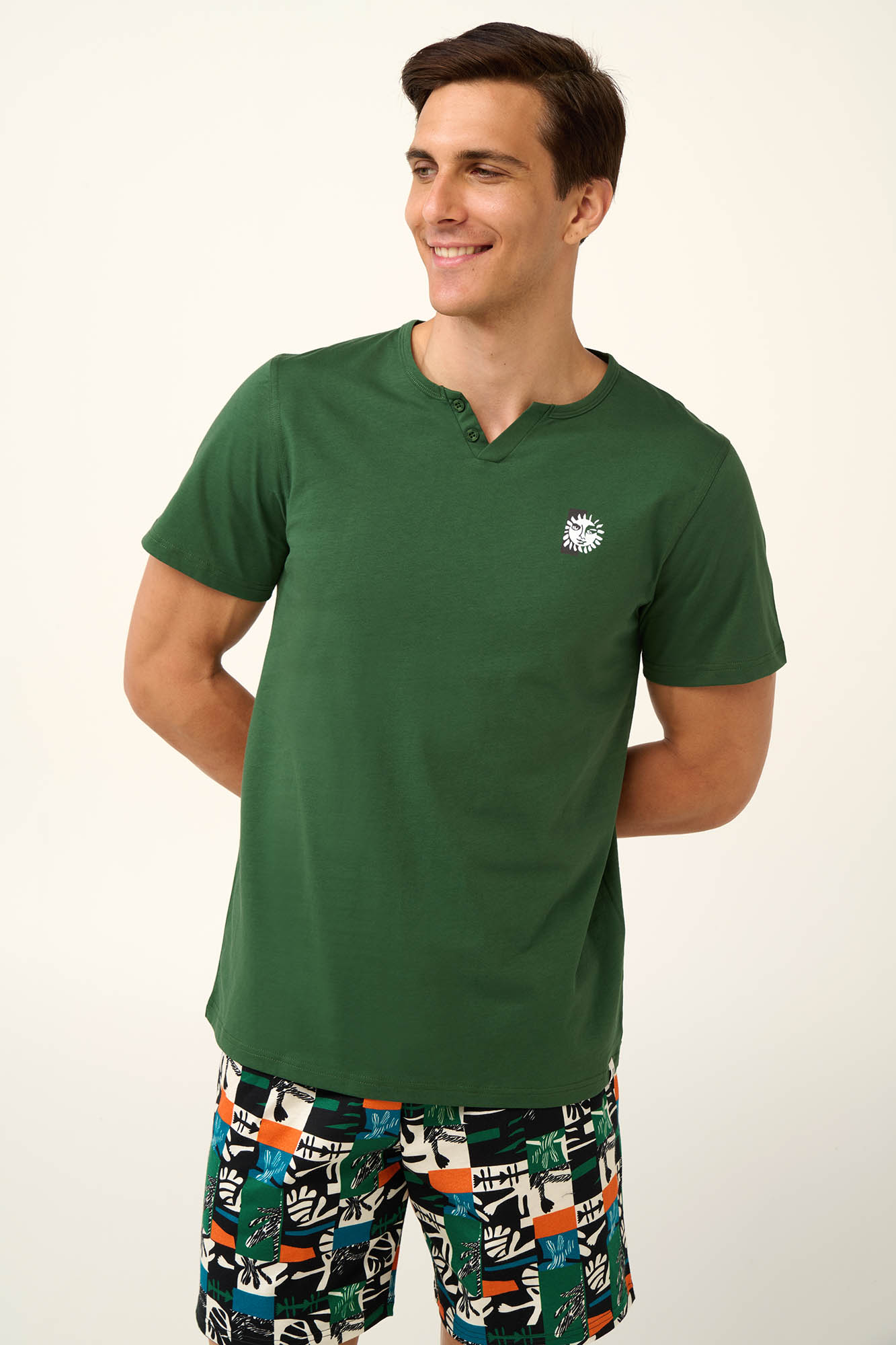 Vamp - Βαμβακερή Ανδρική Πυτζάμα με V Λαιμόκοψη