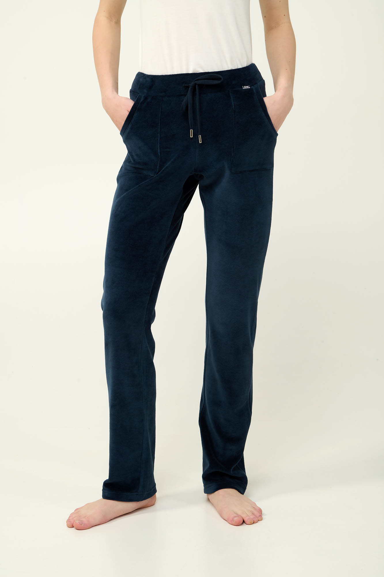 Vamp - Γυναικείο Παντελόνι Velvet με Τσέπες