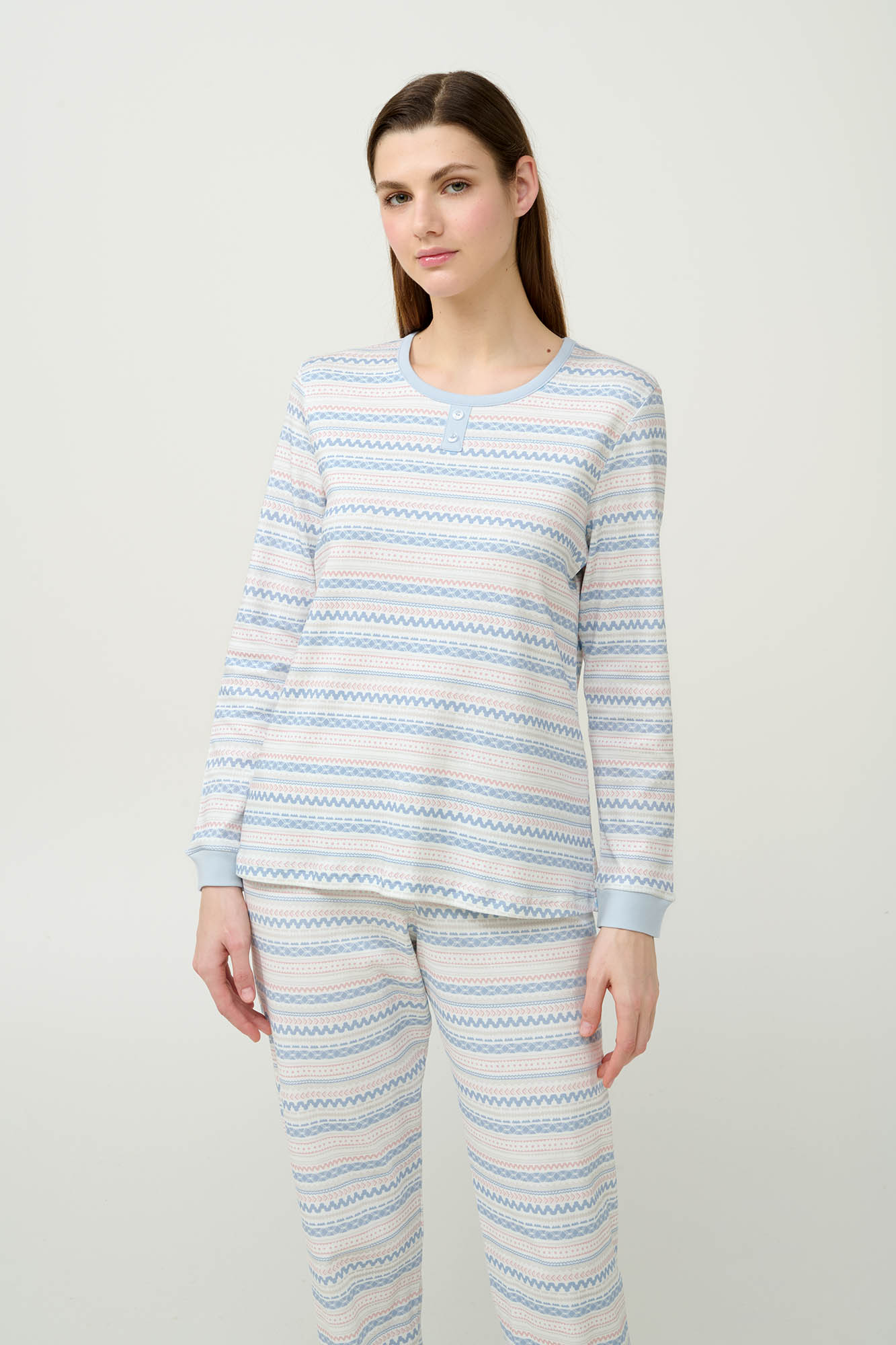 Vamp - Γυναικεία Βαμβακερή Πυτζάμα με Μανσέτες