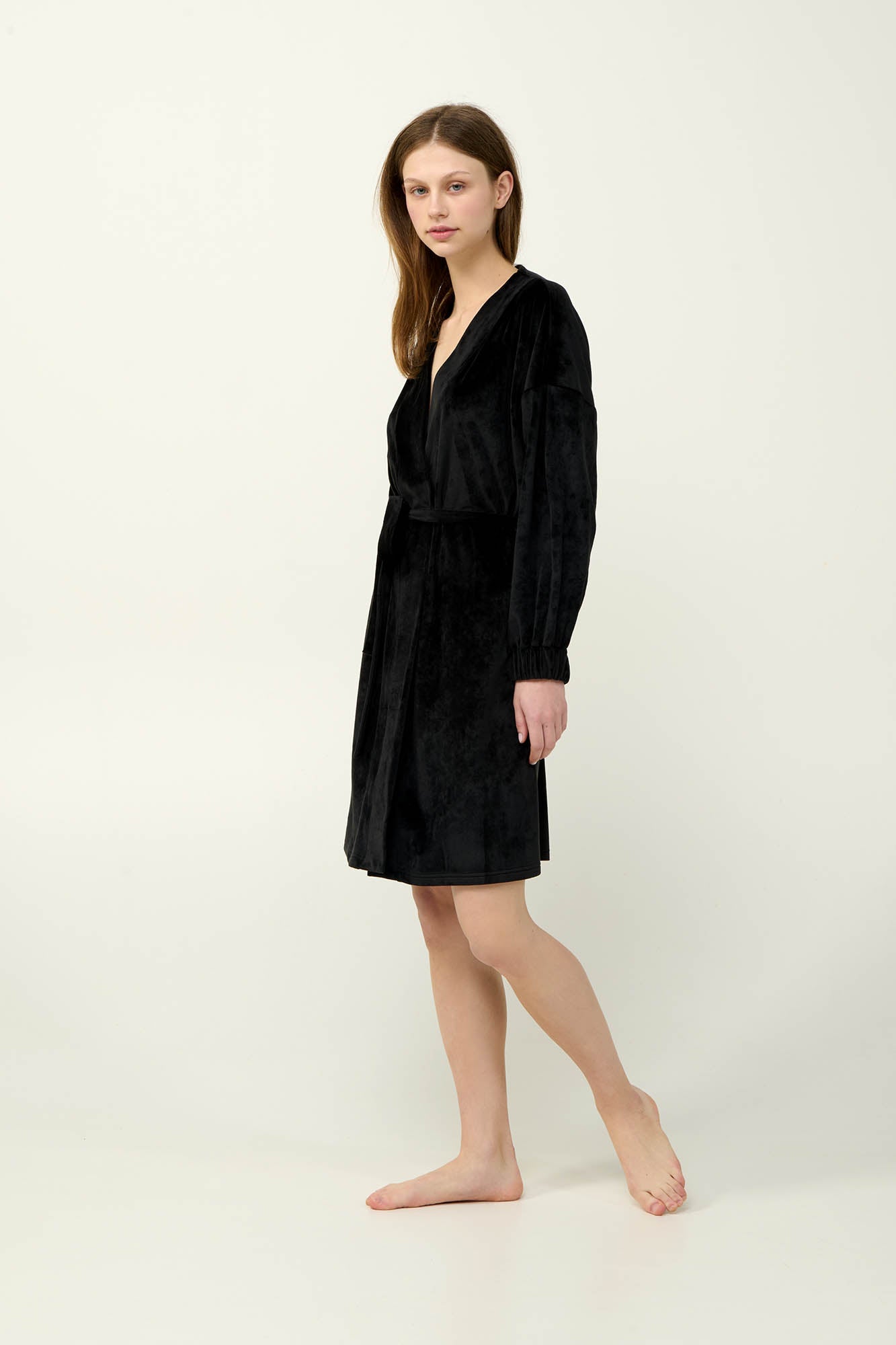 Vamp - Μονόχρωμη Γυναικεία Velvet Ρόμπα