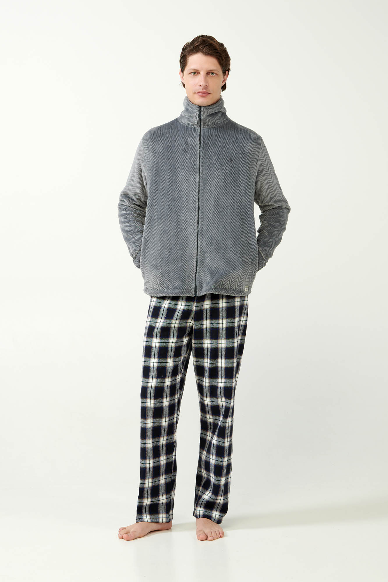 Vamp - Fleece Ρόμπα Ζιβάγκο με Φερμουάρ