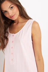 Harmony - Νυχτικό Ριγέ Αμάνικο Με Κουμπιά Cotton  Pink