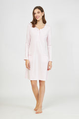 Harmony - Νυχτικό Cotton Modal Μονόχρωμο Με Κουμπιά Baby Pink