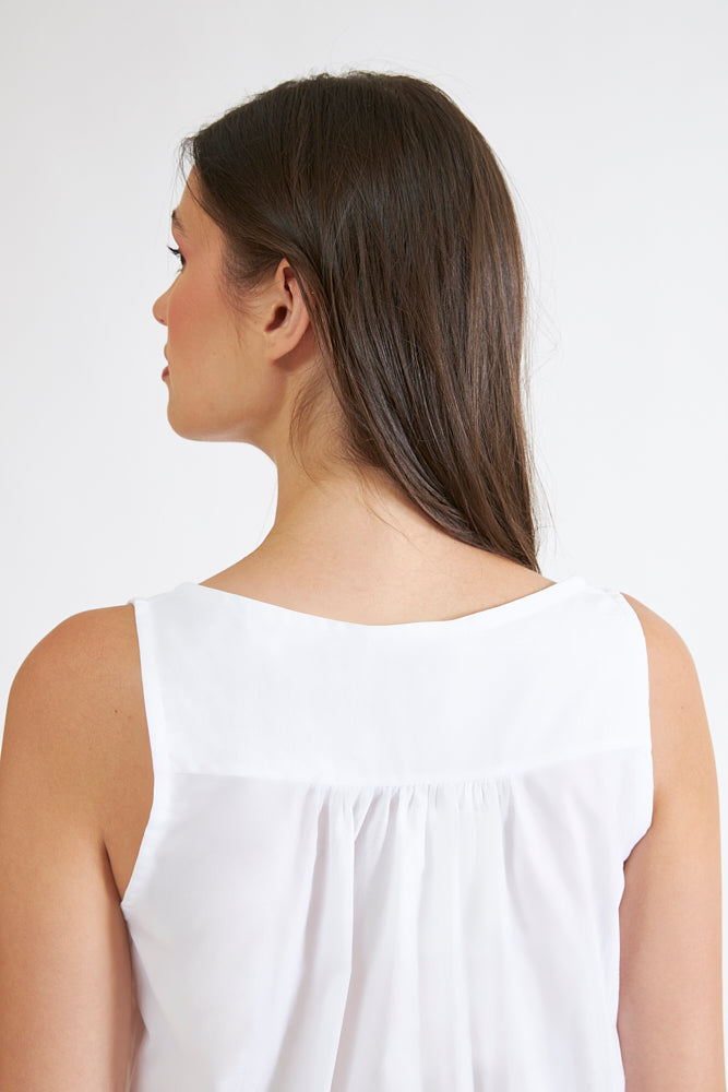 Harmony - Νυχτικό Μονόχρωμο Cotton Ποπλίνα Αμάνικο Με Κουμπιά  Off White