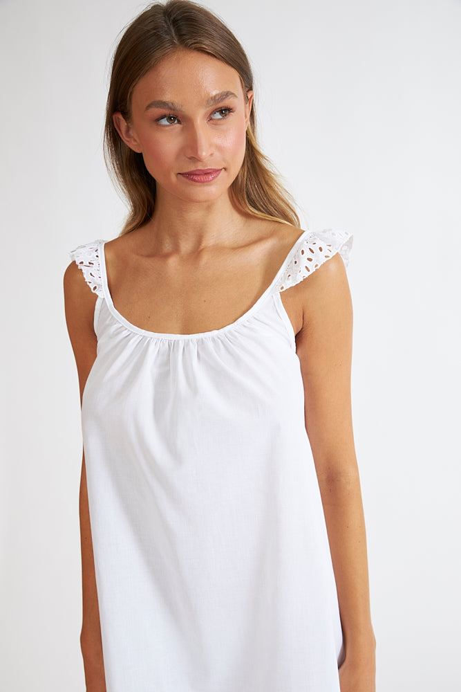 Harmony - Νυχτικό Μονόχρωμο Cotton Ποπλίνα Με Ράντα Φρου Φρου