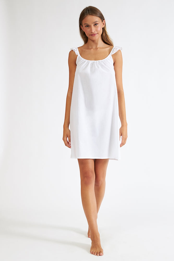 Harmony - Νυχτικό Μονόχρωμο Cotton Ποπλίνα Με Ράντα Φρου Φρου