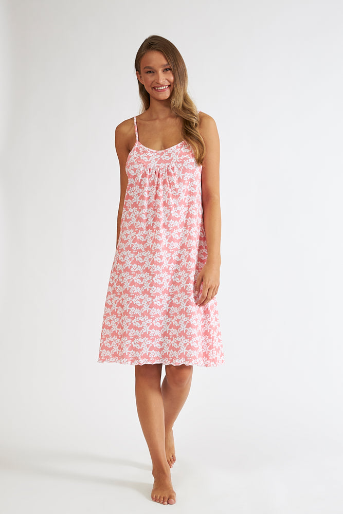 Harmony - Νυχτικό Εμπριμέ Cotton Modal Ράντα Σούρα Peach