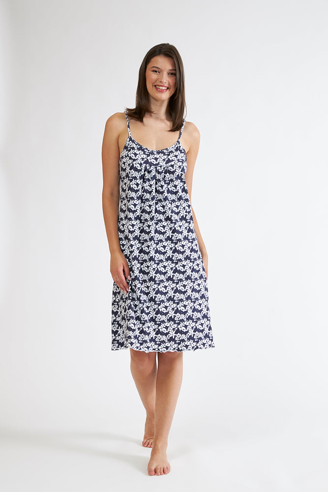 Harmony - Νυχτικό Εμπριμέ Cotton Modal Ράντα Σούρα Blue