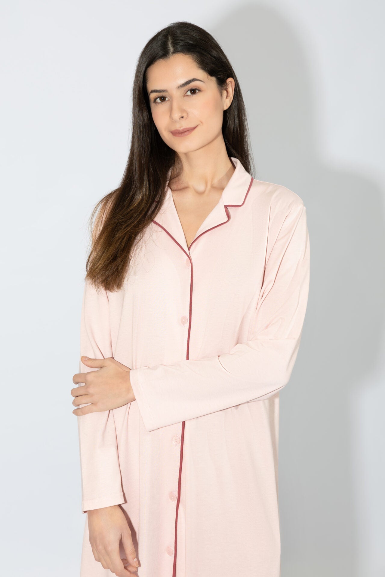 Harmony - Νυχτικό Μονόχρωμο Σακάκι Cotton/Modal  Pink