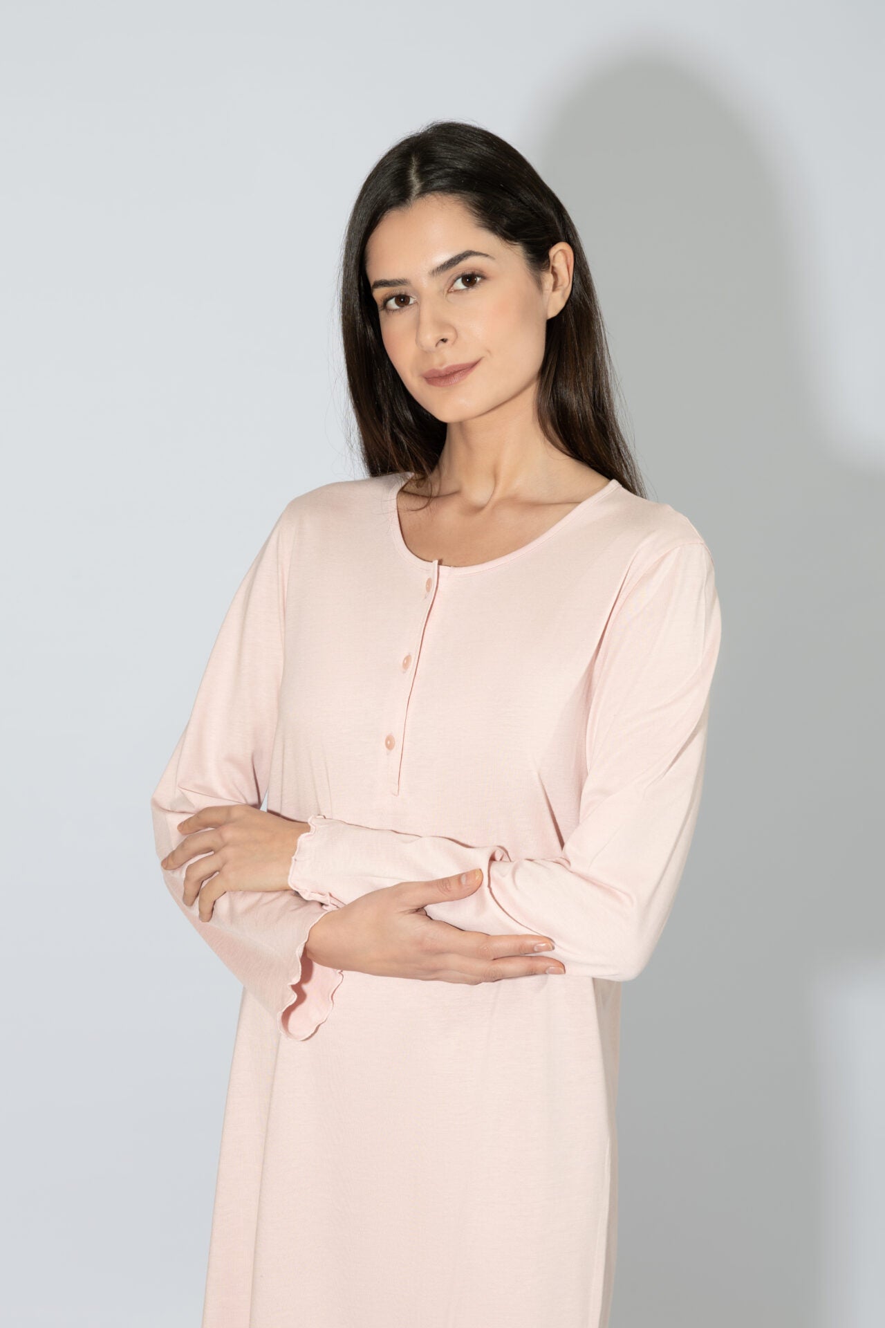 Harmony - Νυχτικό Μονόχρωμο Πατιλέτα Με Δαντέλα Cotton/Modal  Pink