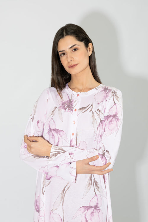 Harmony - Νυχτικό Κλασσικό Εμπριμέ Πατιλέτα Cotton/Modal  Light Pink