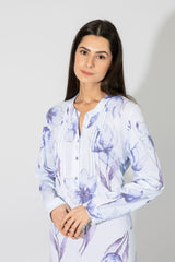 Harmony - Νυχτικό Κλασσικό Εμπριμέ Πατιλέτα Cotton/Modal  Light Blue