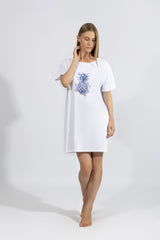 Harmony - Δροσερό Νυχτικό T-Shirt Με Μοτίβο Ανανά 50% Cotton - 50% Modal
