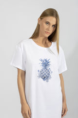 Harmony - Δροσερό Νυχτικό T-Shirt Με Μοτίβο Ανανά 50% Cotton - 50% Modal