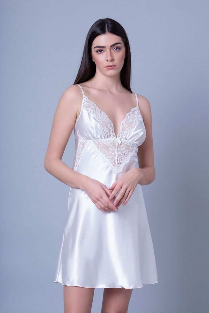 MilenaByParis - Νυφικό Σετ Σατέν Νυχτικό και Ρόμπα