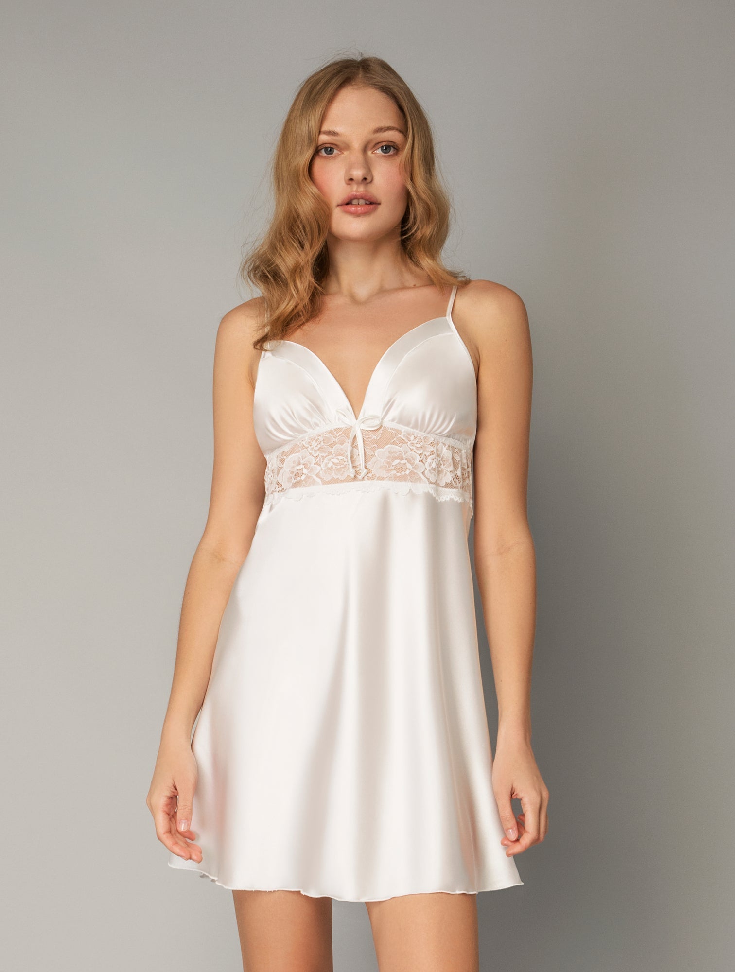 MilenaByParis - Νυφικό Σετ Σατέν Νυχτικό και Ρόμπα