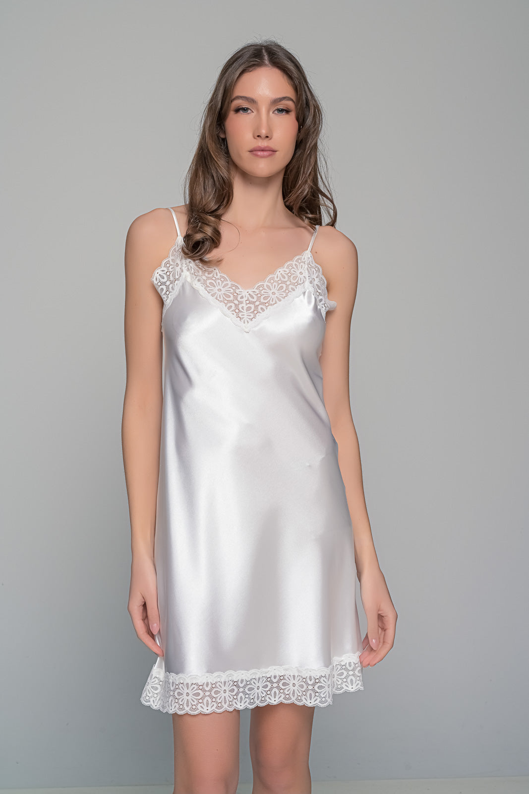 MilenaByParis - Νυφικό Σατέν Σετ Νυχτικό και Ρόμπα