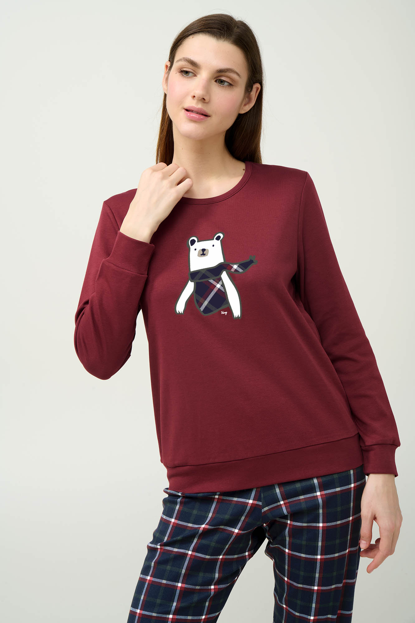 Vamp - Βαμβακερή Γυναικεία Πυτζάμα με Μανσέτες