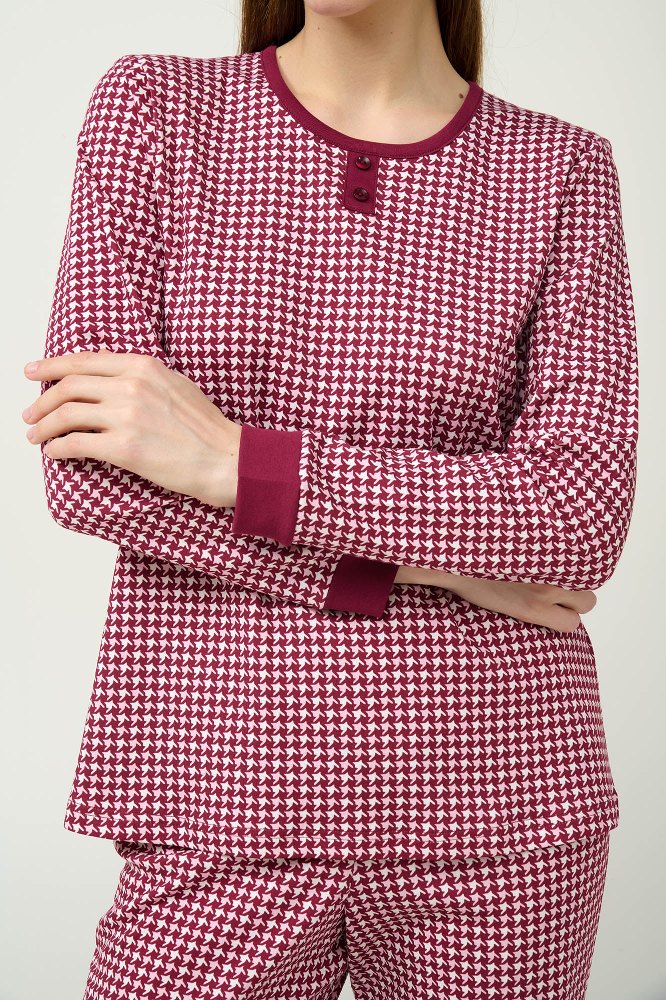 Vamp - Βαμβακερή Γυναικεία Πυτζάμα με Μανσέτες