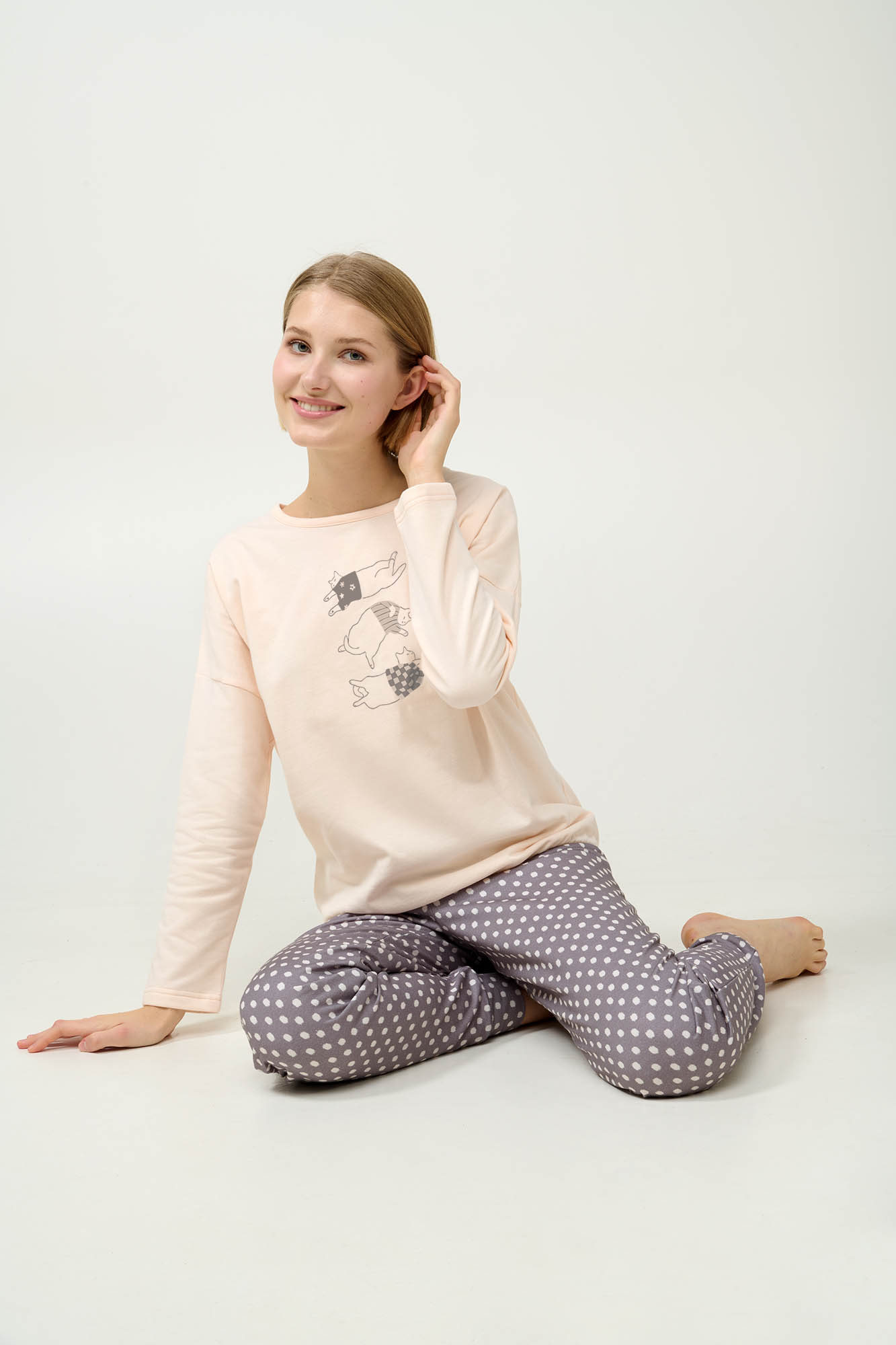 Vamp - Γυναικεία Φούτερ Πυτζάμα με Μανσέτες